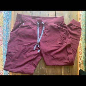 FIGS limited edition burgundy Zamora jogger